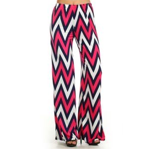 Moa Pink & Blue Chevron Wide Leg Palazzo Pants